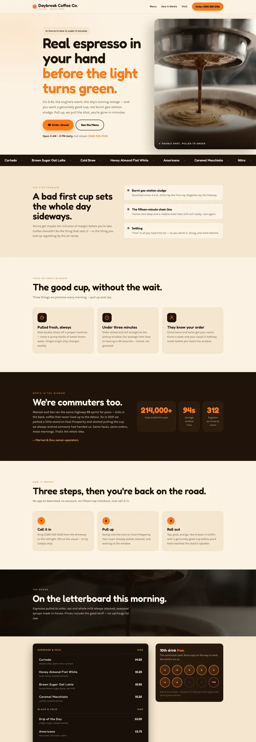 Daybreak Coffee Co. website design by Sequoia Web Co