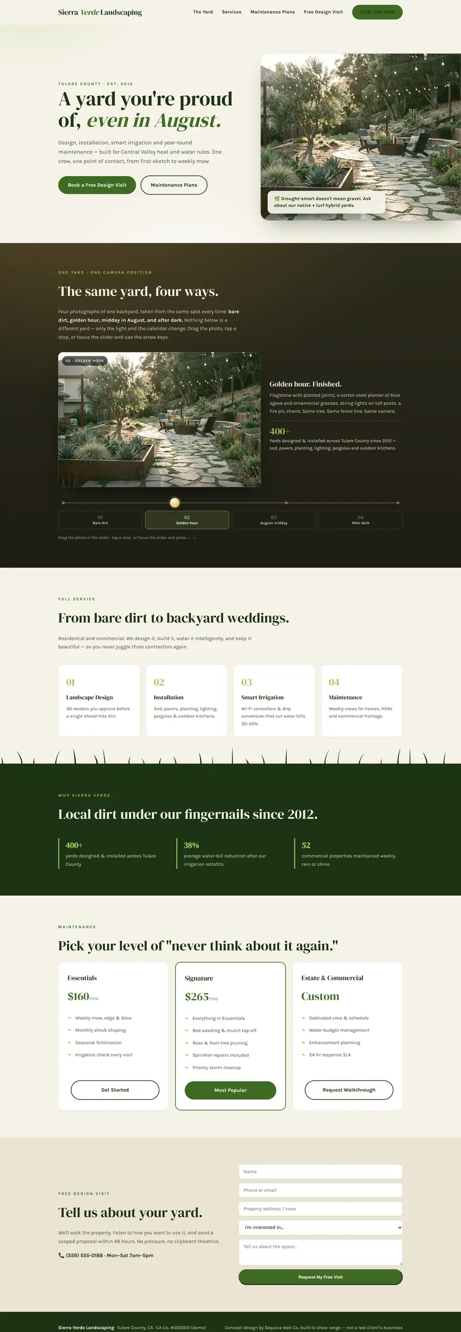 Sierra Verde Landscaping website design by Sequoia Web Co